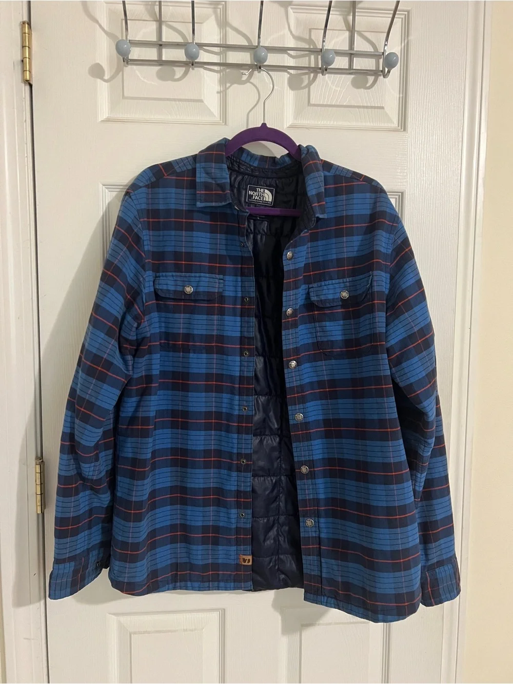 The North Face Blue Plaid insulated Lined Shirt Jacket
